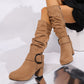 Lässige Kniestiefel für Damen mit seitlichem Reißverschluss