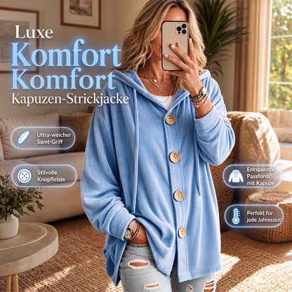 📢📢50%Rabatt!!!🎉✨Weite Kapuzen-Strickjacke aus Samt für Damen