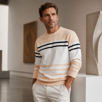 💞 Über 100.000 verkauft – der beliebteste Hit – jetzt zum halben Preis ！Gestreiftes Colorblock-Langarm-Sweatshirt für Herren