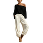 Damen-Set aus schulterfreiem Strickoberteil und lässigen Hosen