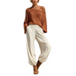 Damen-Set aus schulterfreiem Strickoberteil und lässigen Hosen