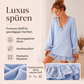 Damen Strickkleid mit V-Ausschnitt und Laternenärmeln
