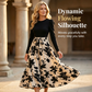 Damen Maxikleid im A-Linien-Schnitt mit Blumenmuster und langen Ärmeln