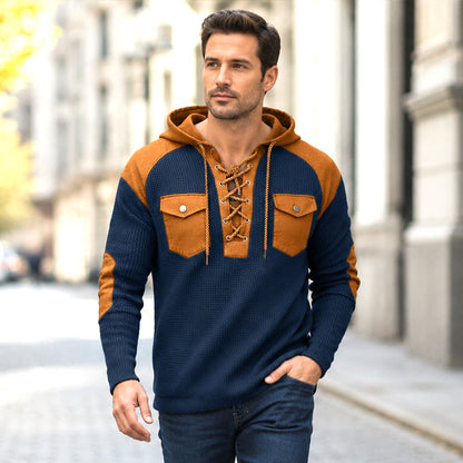 Legere Kapuzen-Sweatshirt aus Waffelstrick für Herren