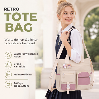 Großvolumige Canvas-Tragetasche mit mehreren Taschen