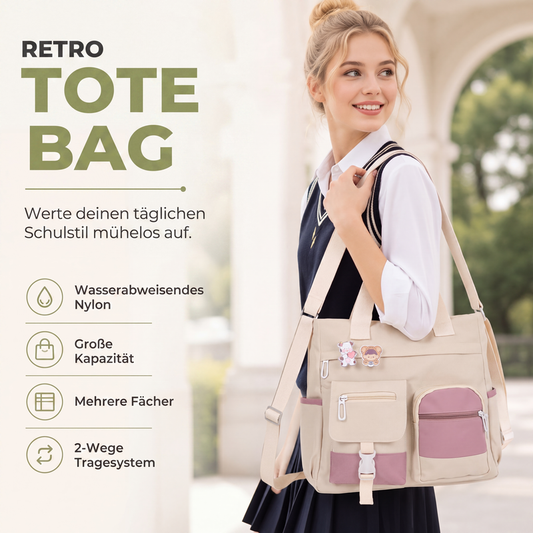 Großvolumige Canvas-Tragetasche mit mehreren Taschen
