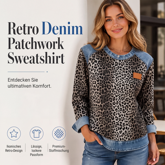 Legere Damen-Sweatshirt mit Rundhalsausschnitt und Leopardenmuster