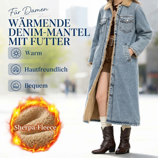 📢📢50%Rabatt!!!🎉✨Langer, warmer gefütterter Jeansmantel für Damen