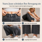 Komfortable, dehnbare Jeans mit weitem Bein für Damen, plissierter Taille und gerafftem Saum