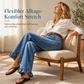 Komfortable, dehnbare Jeans mit weitem Bein für Damen, plissierter Taille und gerafftem Saum