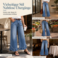 Komfortable, dehnbare Jeans mit weitem Bein für Damen, plissierter Taille und gerafftem Saum