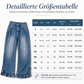 Komfortable, dehnbare Jeans mit weitem Bein für Damen, plissierter Taille und gerafftem Saum