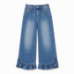 Komfortable, dehnbare Jeans mit weitem Bein für Damen, plissierter Taille und gerafftem Saum