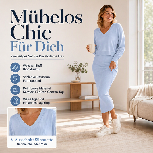 📢📢50%Rabatt!!!🎉✨Damen-Off-Shoulder-Sweatshirt und Camisole-Kleid-Set