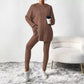 Geripptes Hoodie- und Hosen-Set für Damen