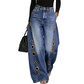 ⏳ Nur noch heute: 50% Rabatt 👖 Weite Jeans für Damen mit Ösendetail