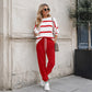 Gestreiftes Sweatshirt und Jogginghosen-Set für Damen