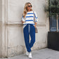 Gestreiftes Sweatshirt und Jogginghosen-Set für Damen