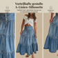 Damen Jeans-Maxirock mit hoher Taille, gestuftem A-Linien-Schnitt