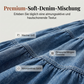 Damen Jeans-Maxirock mit hoher Taille, gestuftem A-Linien-Schnitt