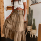Damen Jeans-Maxirock mit hoher Taille, gestuftem A-Linien-Schnitt