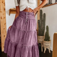 Damen Jeans-Maxirock mit hoher Taille, gestuftem A-Linien-Schnitt