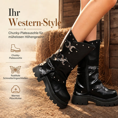 🔥 50% RABATT! 🤠 Damen Western-Stiefel – Blockabsatz, wadenhoch & Schnallenriemen