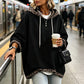 Damen-Hoodie mit Leopardenmuster-Besatz