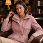 Lässige, warme mittelange Damen-Kapuzenjacke