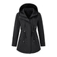 Lässige, warme mittelange Damen-Kapuzenjacke