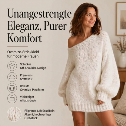 Bequemes Schulterfreies Strickkleid für Damen