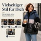 Damen Steppjacke mit Patchwork-Muster und Kapuze