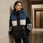 Damen Steppjacke mit Patchwork-Muster und Kapuze