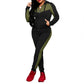 Damen 2-teiliges Color-Block Trainingsanzug-Set