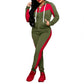 Damen 2-teiliges Color-Block Trainingsanzug-Set