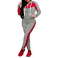 Damen 2-teiliges Color-Block Trainingsanzug-Set