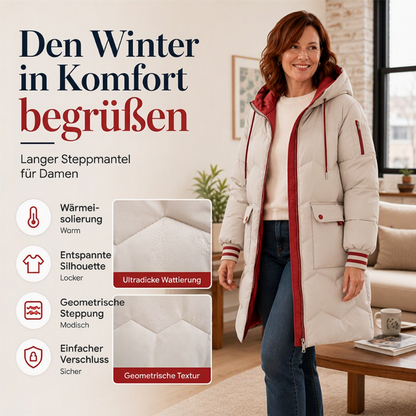 📢📢50%Rabatt!!!🎉✨Mittellanger Damen-Steppmantel mit Kapuze