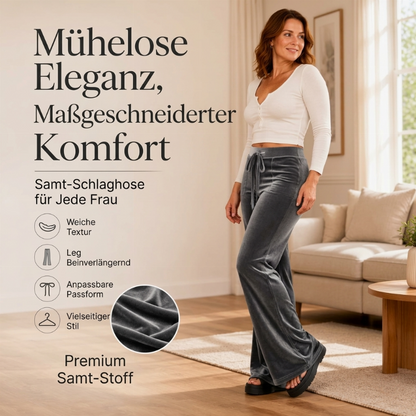🔥 50% Rabatt – nur heute! 🎉 Samt-Schlaghose mit Kordelzug für Damen