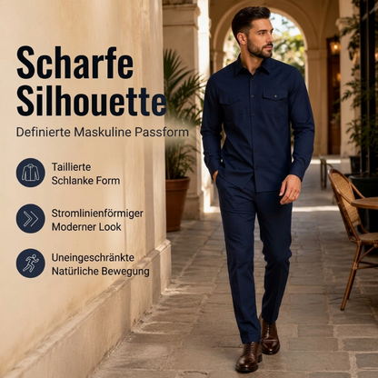📢🎉50%Rabatt!!!🛍️✨Herren Zweiteiler-Set aus Polyester, bestehend aus Hemd und Hose
