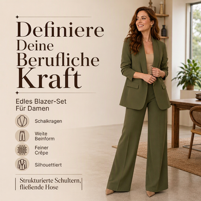 🎯 50% Rabatt + Gratis Versand! 🚚 Damen-Set aus elegantes Oberteil mit Schalkragen und weit geschnittenen Hosen