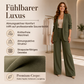 🎯 50% Rabatt + Gratis Versand! 🚚 Damen-Set aus elegantes Oberteil mit Schalkragen und weit geschnittenen Hosen