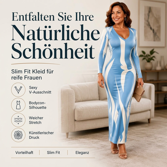 🔥 Beliebtes Produkt ！✨Bedrucktes langärmeliges Bodycon-Maxikleid für Damen