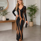 🔥 Beliebtes Produkt ！✨Bedrucktes langärmeliges Bodycon-Maxikleid für Damen
