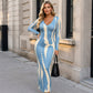 🔥 Beliebtes Produkt ！✨Bedrucktes langärmeliges Bodycon-Maxikleid für Damen