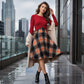 🍂 Elegantes Karo-Kleid mit Crop-Top-Set – Feminin, bequem & immer passend