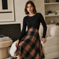 🍂 Elegantes Karo-Kleid mit Crop-Top-Set – Feminin, bequem & immer passend
