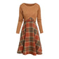 🍂 Elegantes Karo-Kleid mit Crop-Top-Set – Feminin, bequem & immer passend