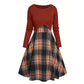🍂 Elegantes Karo-Kleid mit Crop-Top-Set – Feminin, bequem & immer passend