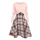 🍂 Elegantes Karo-Kleid mit Crop-Top-Set – Feminin, bequem & immer passend