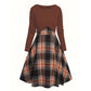🍂 Elegantes Karo-Kleid mit Crop-Top-Set – Feminin, bequem & immer passend